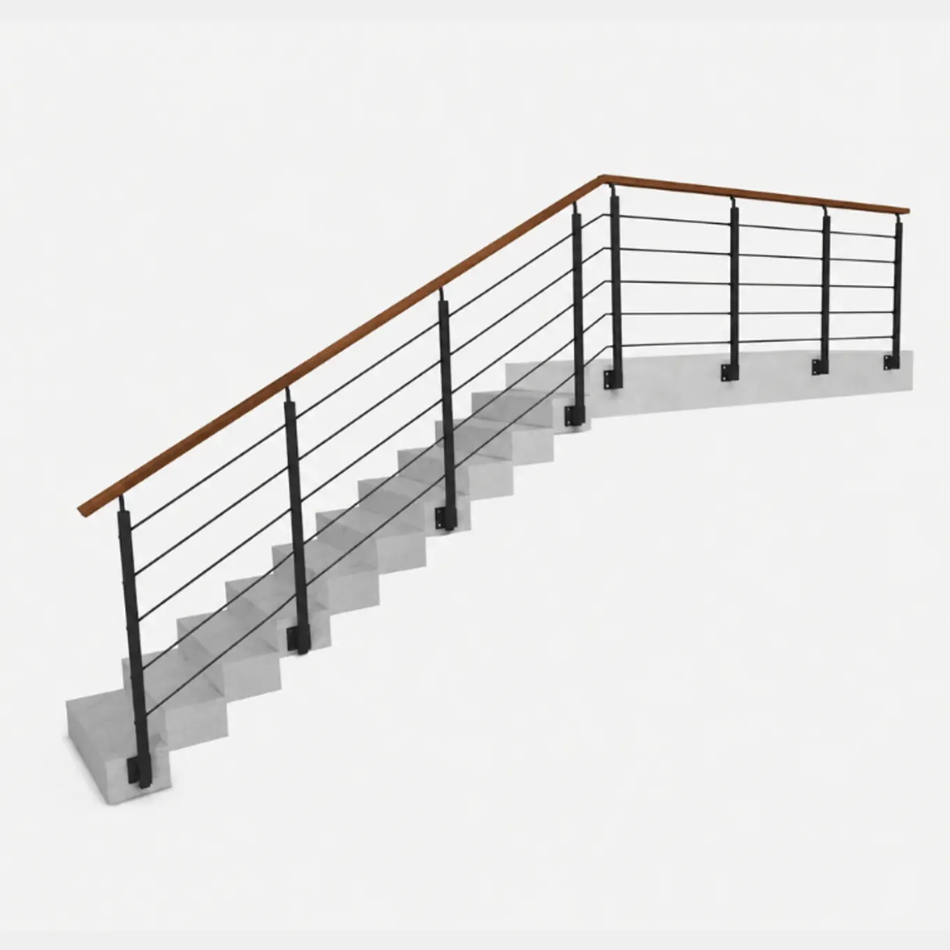 Kordo - Balustrade Zijdelingse Montage - Opalu - Zwart Met Kebony Handgreep - 2 M