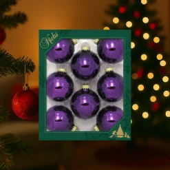 Krebs Kerstballen - 8x St - Koning Paars - 7cm - Glas - Glans