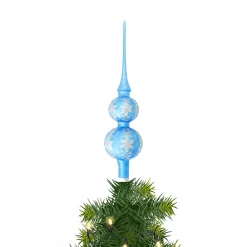 Krebs Luxe Kerstboom Piek - Lichtblauw Ijslak - 30 Cm - Glas