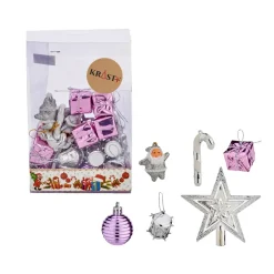 Krist+ Kersthangers - 24-delig - Met Piek - Zilver/paars