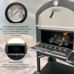 Monster Shop KuKoo Buiten Pizzaoven & Barbecue - Draagbare Houtskool BBQ