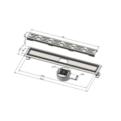 Overig L'Aqua douchegoot Classic 80cm RVS