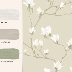 Laura Ashley Magnolia Grove Behang - Bloemen - 10mx52cm - Beige