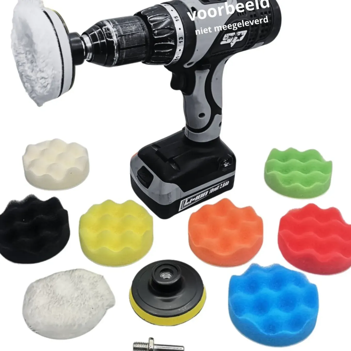 LB Tools Polijst set 10 delig 80mm polijstschijven velcro steunschijf 75mm met boormachine adapter