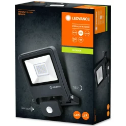 Ledvance Breedstraler Endura Flood - Donkergrijs - 30W - 2700lm - Neutraal Wit - IP44 - met Bewegingssensor