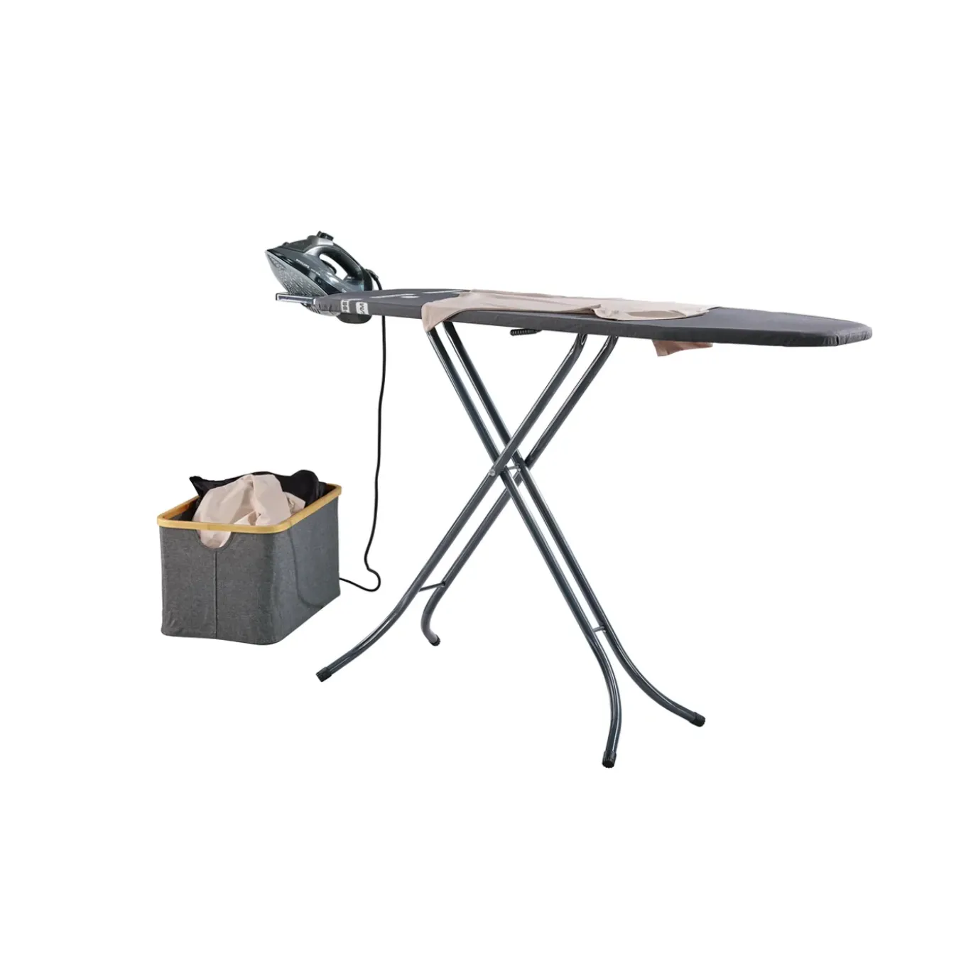 Leifheit Strijkplank Classic M Basic - In hoogte verstelbaar - Vast strijkijzerplateau - Zwart - 120x38cm