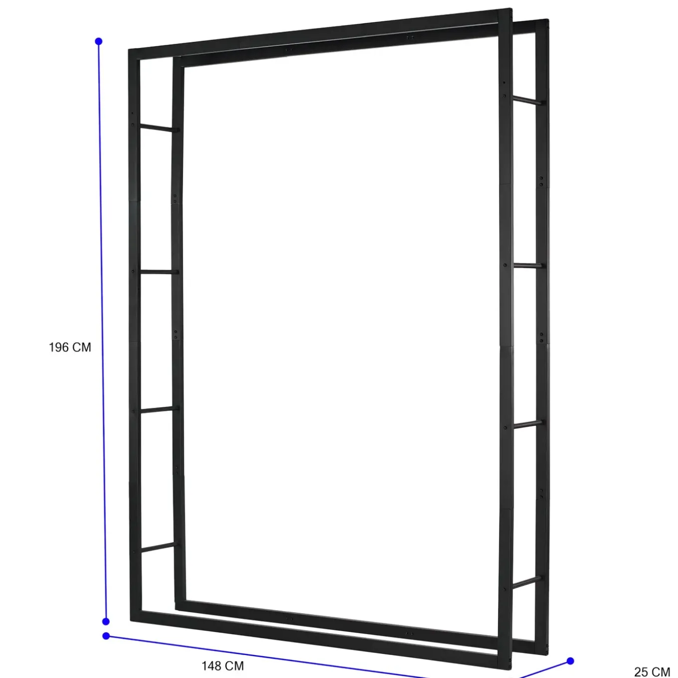 Lendo Online Brandhoutrek 148×25×196 Cm Zwart Staal