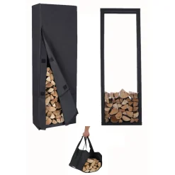 Lendo Online Brandhoutrek Met Hoes 50x25x148 Cm Zwart