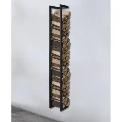 Lendo Online Brandhoutrek Wand 25x25x196 Cm Zwart Staal