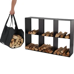 Lendo Online Brandhoutrek 80x28x120 Cm Zwart Staal