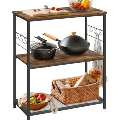 Leobert - Keukenkast - Rustiek Bruin/mat Zwart - 80x40x90 Cm