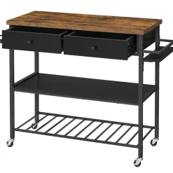 Leobert - Keukenkast - Rustiek Bruin/mat Zwart - 119x45x91 Cm