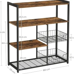 Leobert - Keukenkast - Rustiek Bruin/mat Zwart - 80x35x95 Cm