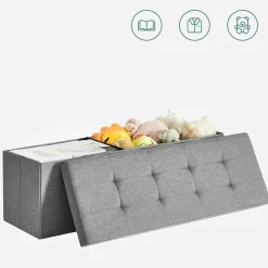 Leobert - Poef - Lichtgrijs - 110x38x38 Cm