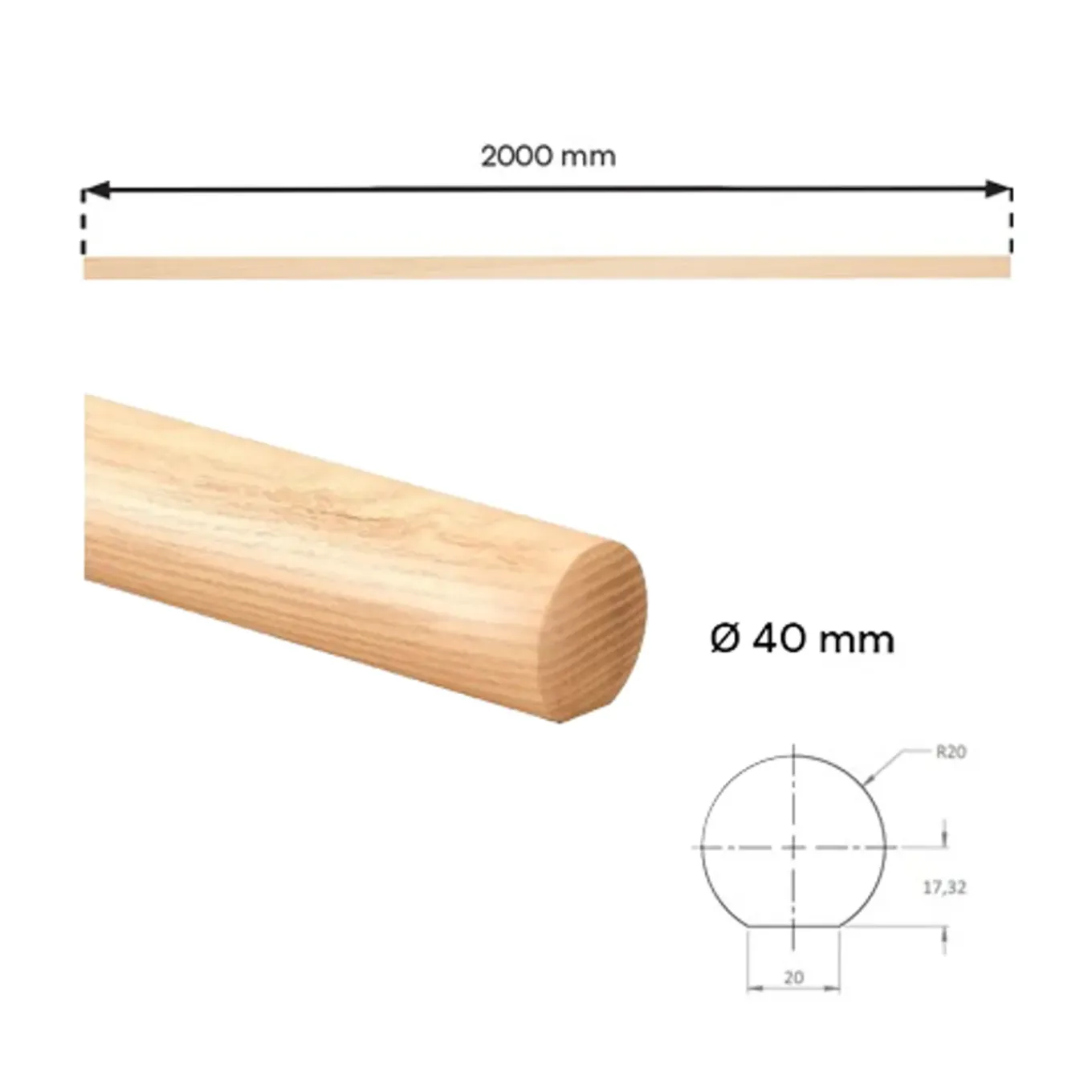 Leuningen - Kordo - Hout - 200cm
