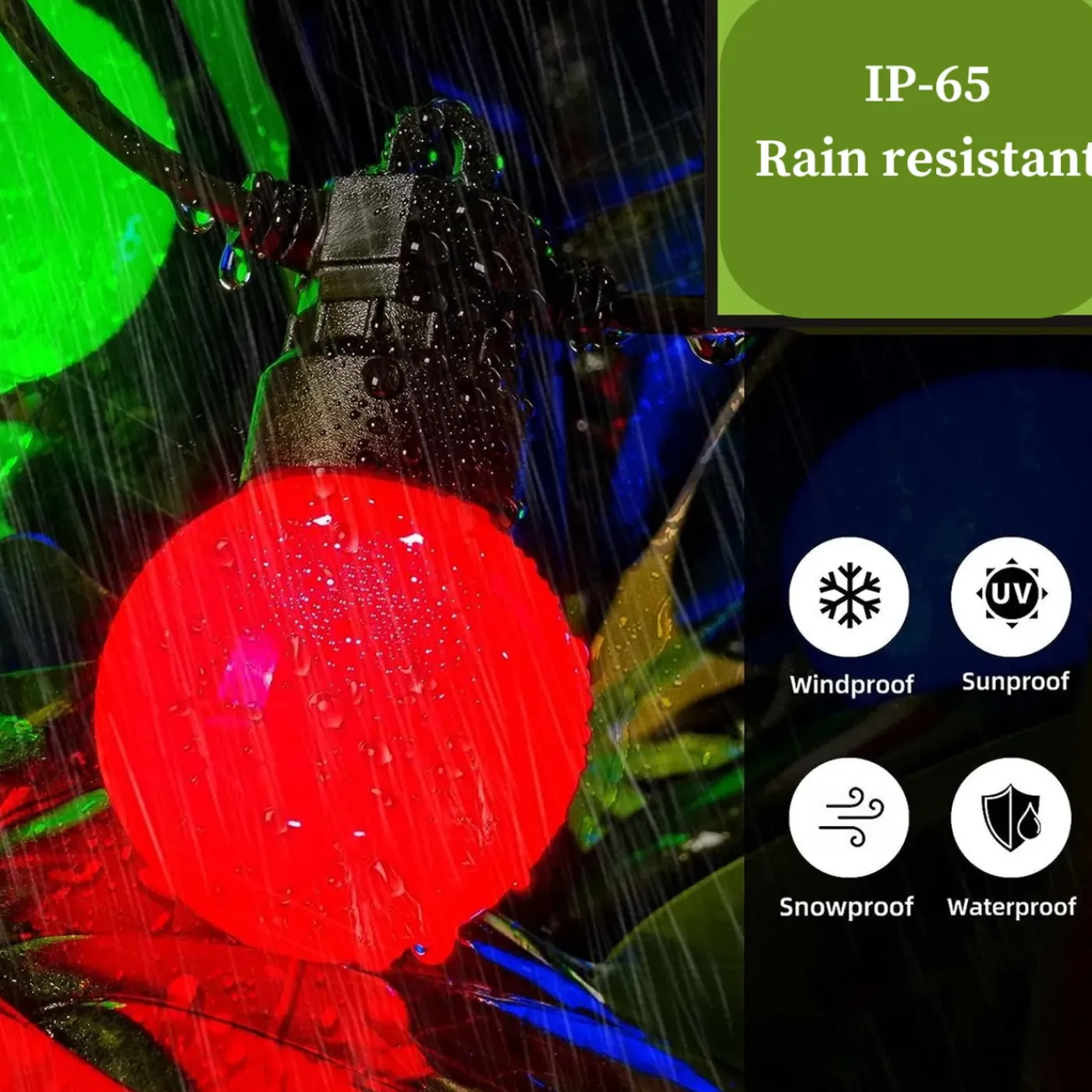 Lichtendirect - Lichtsnoer kleuren lampen- 13 meter-20 LED ballen- Tuinverlichting