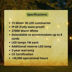 Lichtendirect-17m-30 Led Lampen-lichtsnoer-waterdicht