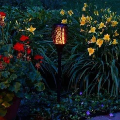 Lichtendirect solar fakkel 96 led tuinverlichting 4 stuks lantaarn zonenergie buitenverlichting