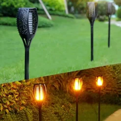 Lichtendirect solar fakkel 96 led tuinverlichting 4 stuks lantaarn zonenergie buitenverlichting