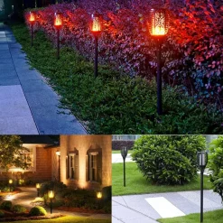 Lichtendirect solar fakkel 96 led tuinverlichting 4 stuks lantaarn zonenergie buitenverlichting