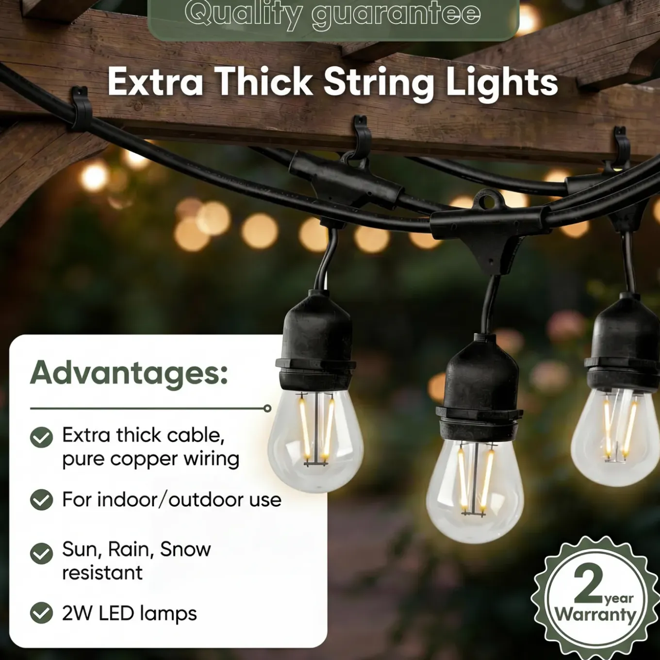 Lichtsnoer 15 meter 15 led lampen voor buiten terras verlichting prikkabel- Tuinverlichting