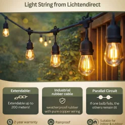 Lichtsnoer 15 meter 15 led lampen voor buiten terras verlichting prikkabel- Tuinverlichting