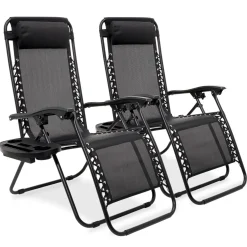 Lifegoods Opvouwbare Tuinstoelen - 2 Stuks - Ligstoel - Verstelbaar - Metaal - Zwart