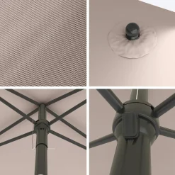 LifeGoods Parasol - Tuin - 200x125cm - Kantelbaar - Waterdicht - Taupe