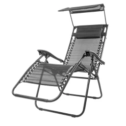 LifeGoods Tuinstoelen Opvouwbaar - Zonnescherm - Ligstoel - 2 Stuks - Metaal - Zwart