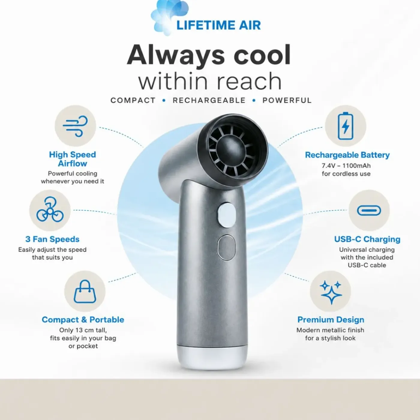 Lifetime Air Draagbare Mini Handventilator