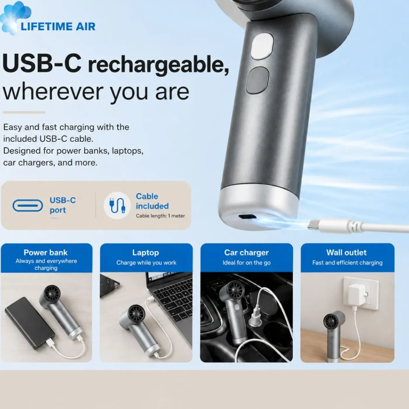 Lifetime Air Draagbare Mini Handventilator
