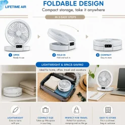 Lifetime Air Tafelventilator Oplaadbaar 1200mah