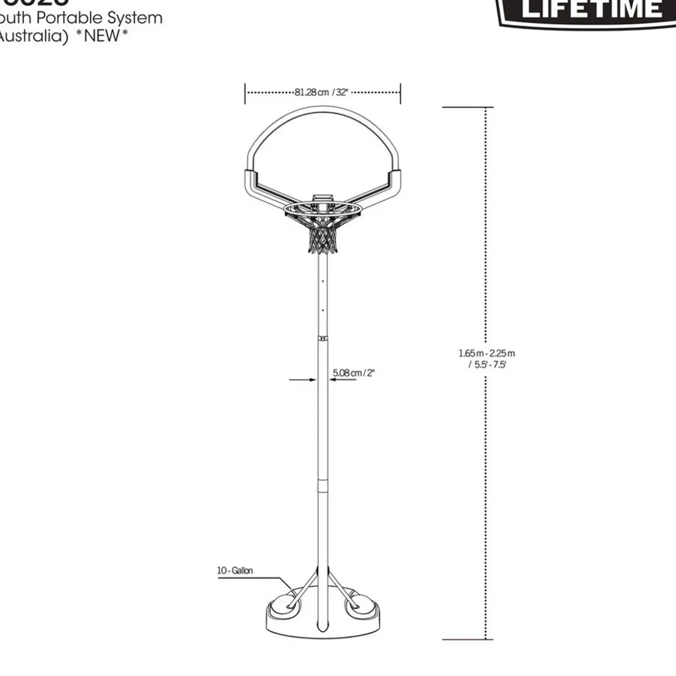 Lifetime Alabama Verstelbare Basketbalkorf - Vulbaar Met Zand Of Water - Lh90823