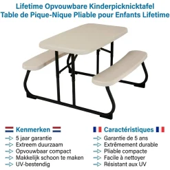 Lifetime Kindertafel Opvouwbaar - Picknickset Voor Binnen En Buiten - Creme