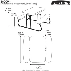 Lifetime Kindertafel Opvouwbaar - Picknickset Voor Binnen En Buiten - Creme