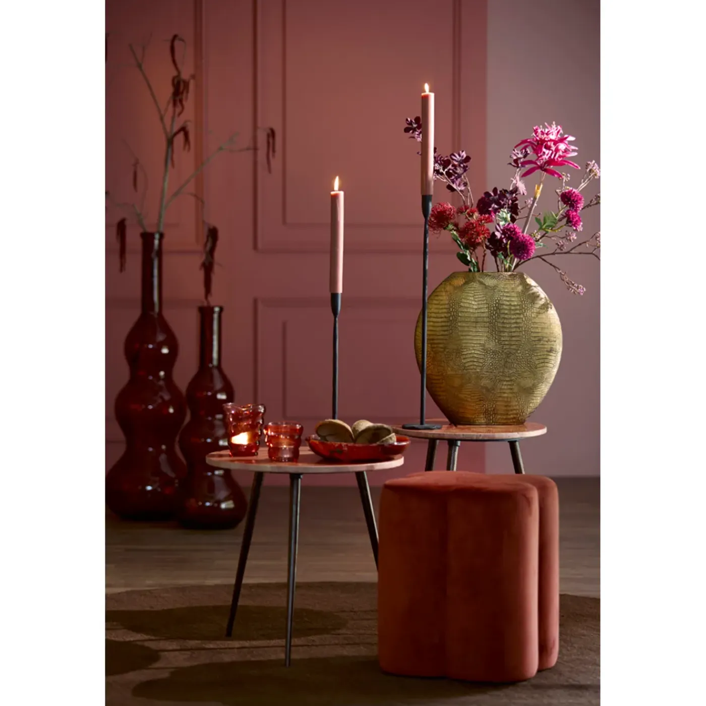 Light & Living Light&living Poef 38x38x45 Cm Nalani Bordeaux