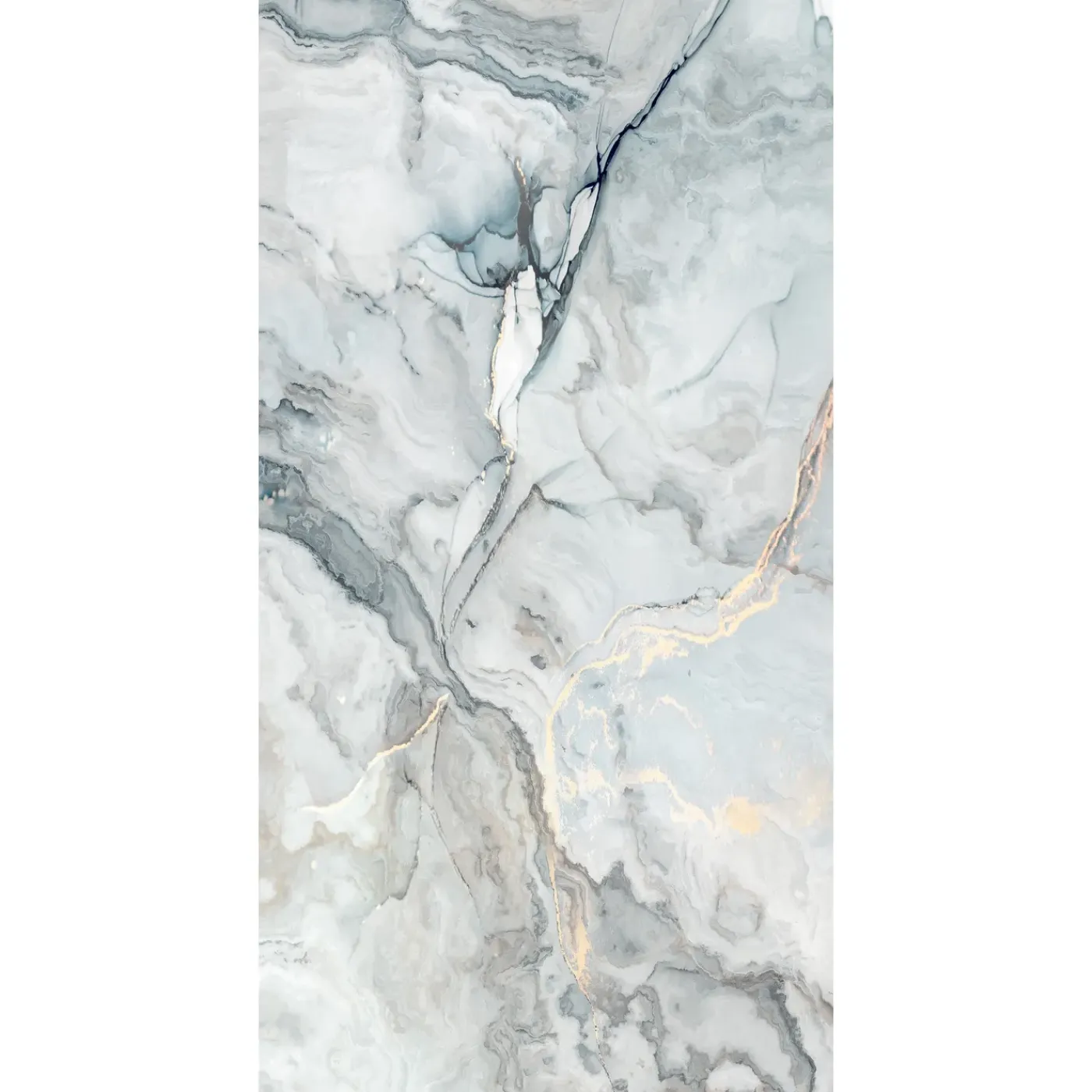 LIMCARO - Vloer En Wandtegel - Framed Aqua - Wit - 60 X 120 Cm - Marmerlook - Glanzend