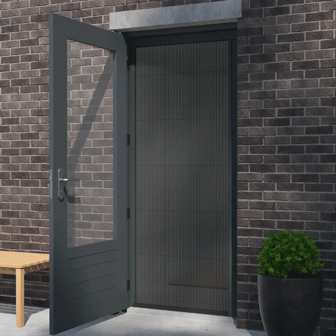 Livn Plissehor Deur Excellent 96x242cm Antraciet