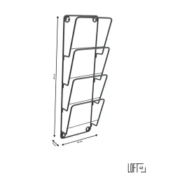 Loft42 Cleve Tijdschriftenrek 4 Vaks - Metaal - Mat Zwart - 61x18x8