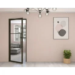 Loftdeur Stalen Binnendeur 3 Vaks 231,5 X 93 Linksdraaiend Helder Glas Sepia Bruin Metallic Brons