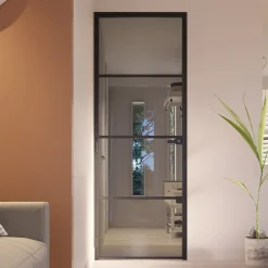 Loftdeur Stalen Scharnierdeur Slimline 3-vaks 211,5 X 83 Cm Klinksluiting Linksdraaiend Rookglas
