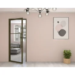 Loftdeur Stalen Scharnierdeur 3 Vaks 211,5 X 83 Linksdraaiend Helder Glas C33 Metallic Brons