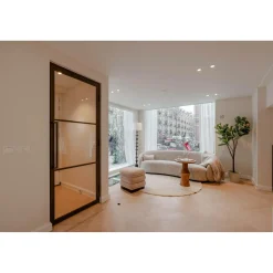 Loftdeur Stalen Scharnierdeur 3 Vaks 231,5 X 93 Linksdraaiend Helder Glas C33 Metallic Brons