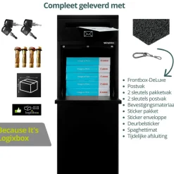 Logixbox pakketbrievenbus Complete Set Frontbox DeLuxe Achteruitname Zwart