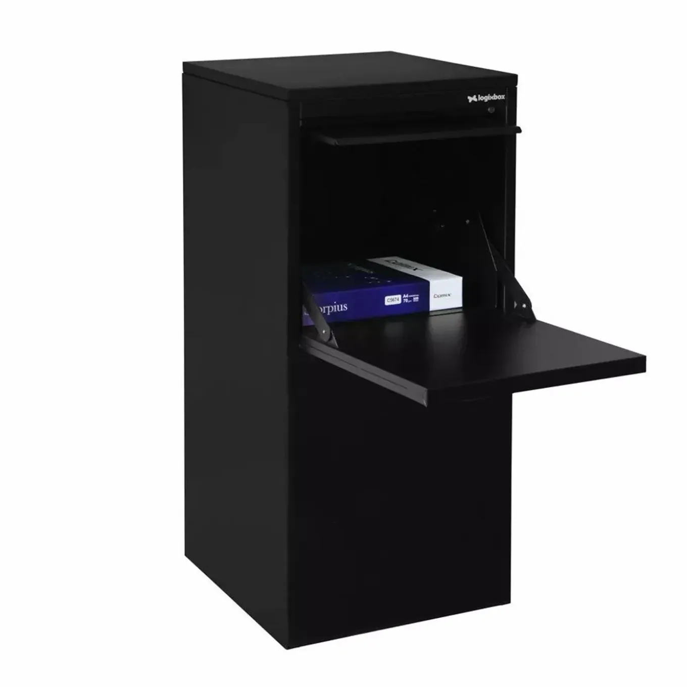 Logixbox pakketbrievenbus Frontbox Inbouw Achteruitname Zwart