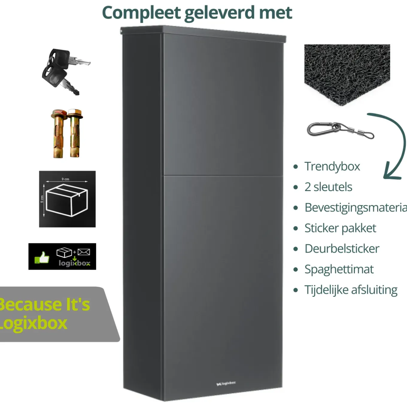Logixbox pakketbrievenbus Trendybox Grijs