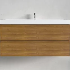 LOMAZOO Badkamermeubel Monaco Warm Eiken - Wastafel Wit - 100cm