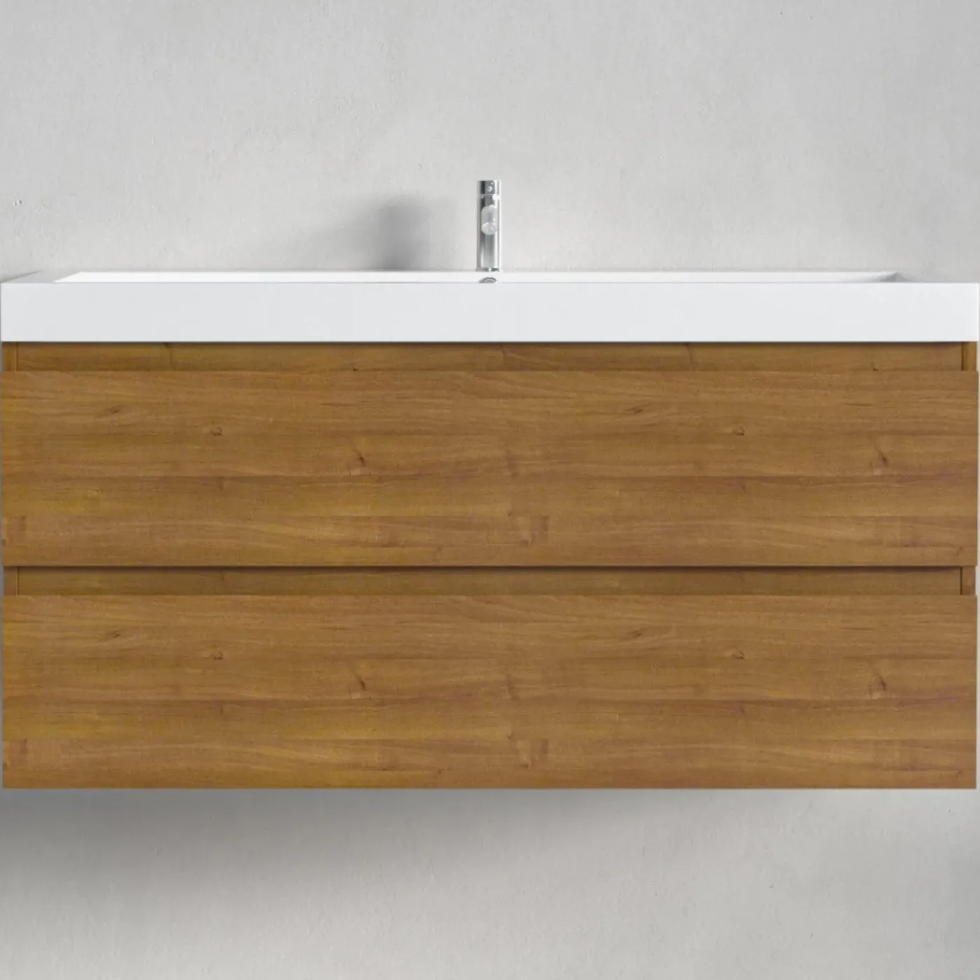 LOMAZOO Badkamermeubel Monaco Warm Eiken - Wastafel Wit - 100cm