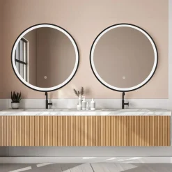 LOMAZOO Badkamerspiegel Milano Led Verlichting 80 Cm Rond Zwart