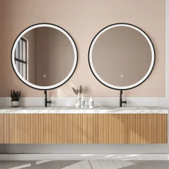 LOMAZOO Badkamerspiegel Milano Led Verlichting 80 Cm Rond Zwart